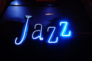 Jazz spelled in neon sign